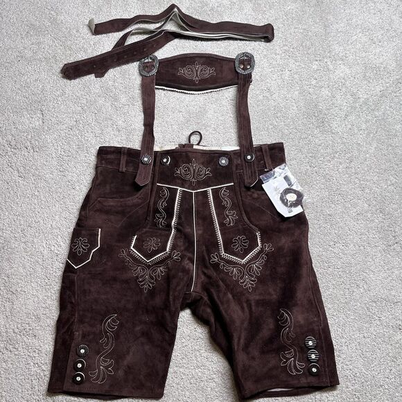 Brown Embroidered Men's Hybrid Shorts - Picture 1 of 16